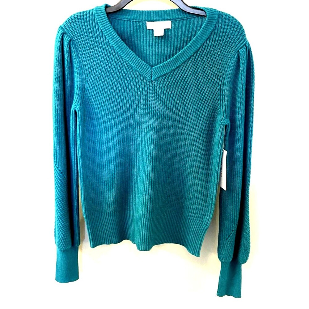 Liz Claiborne Womens NWT Turquoise Vneck Sweater Size XS